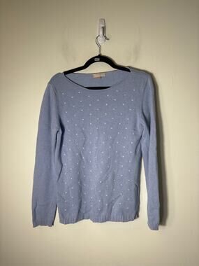 Benedetta B. Baby Blue with White Dot Sweater Sz L